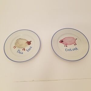 Set of 2 The Animal Farm Porcelain Collection Plates Rosanna Italy